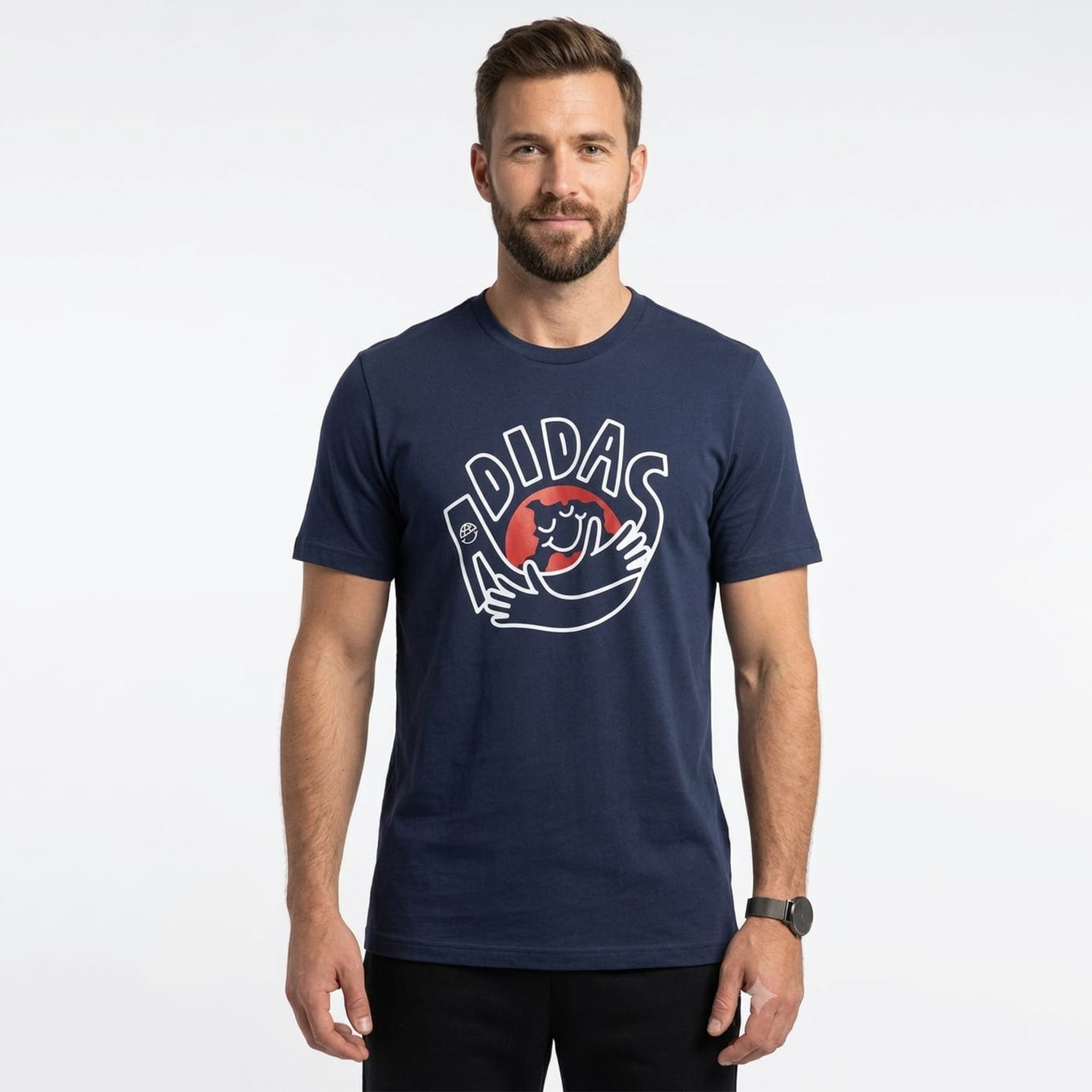 Adidas Men  Printed T Shirt Navy