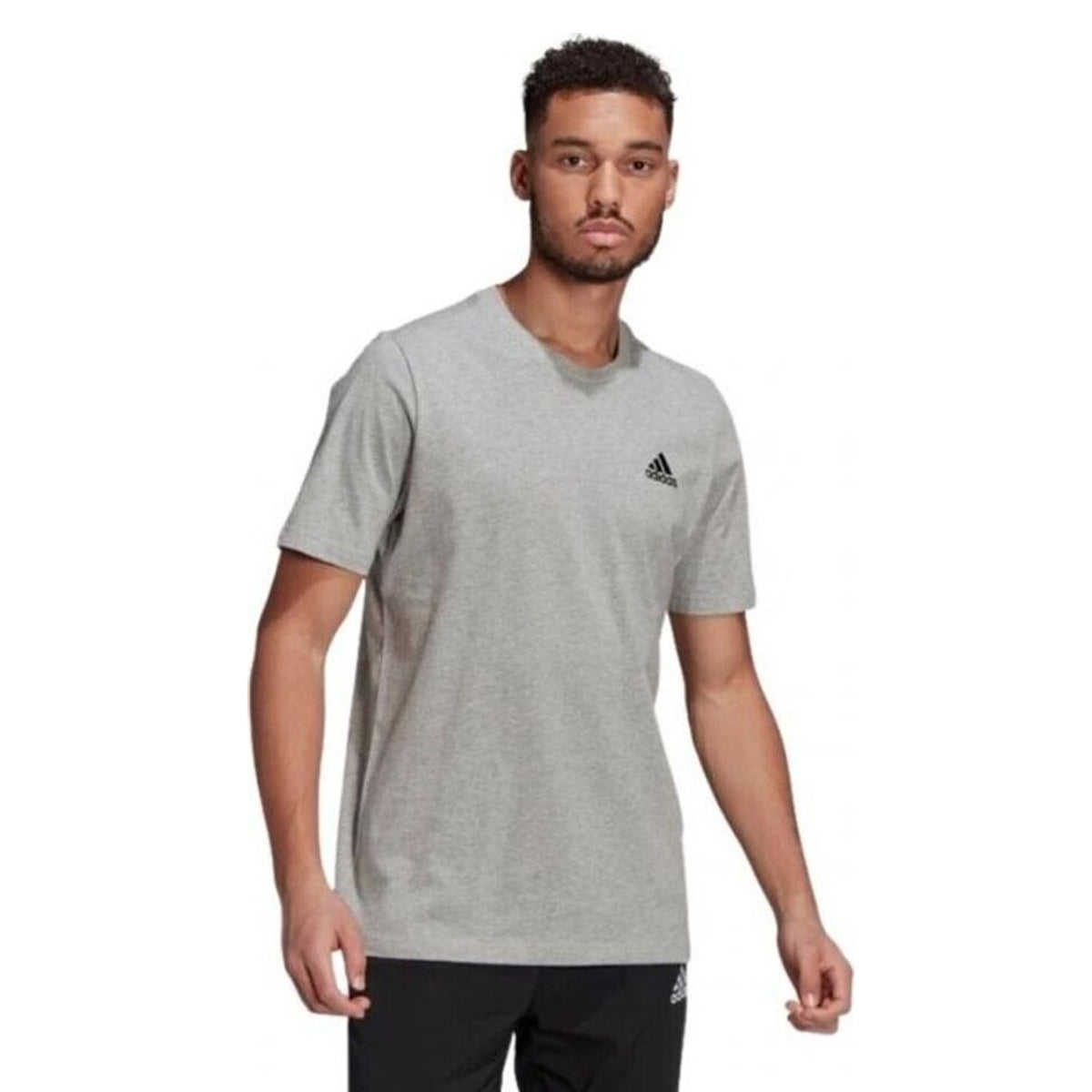Adidas Essentials Embroidered Small Logo Tee Grey Heather