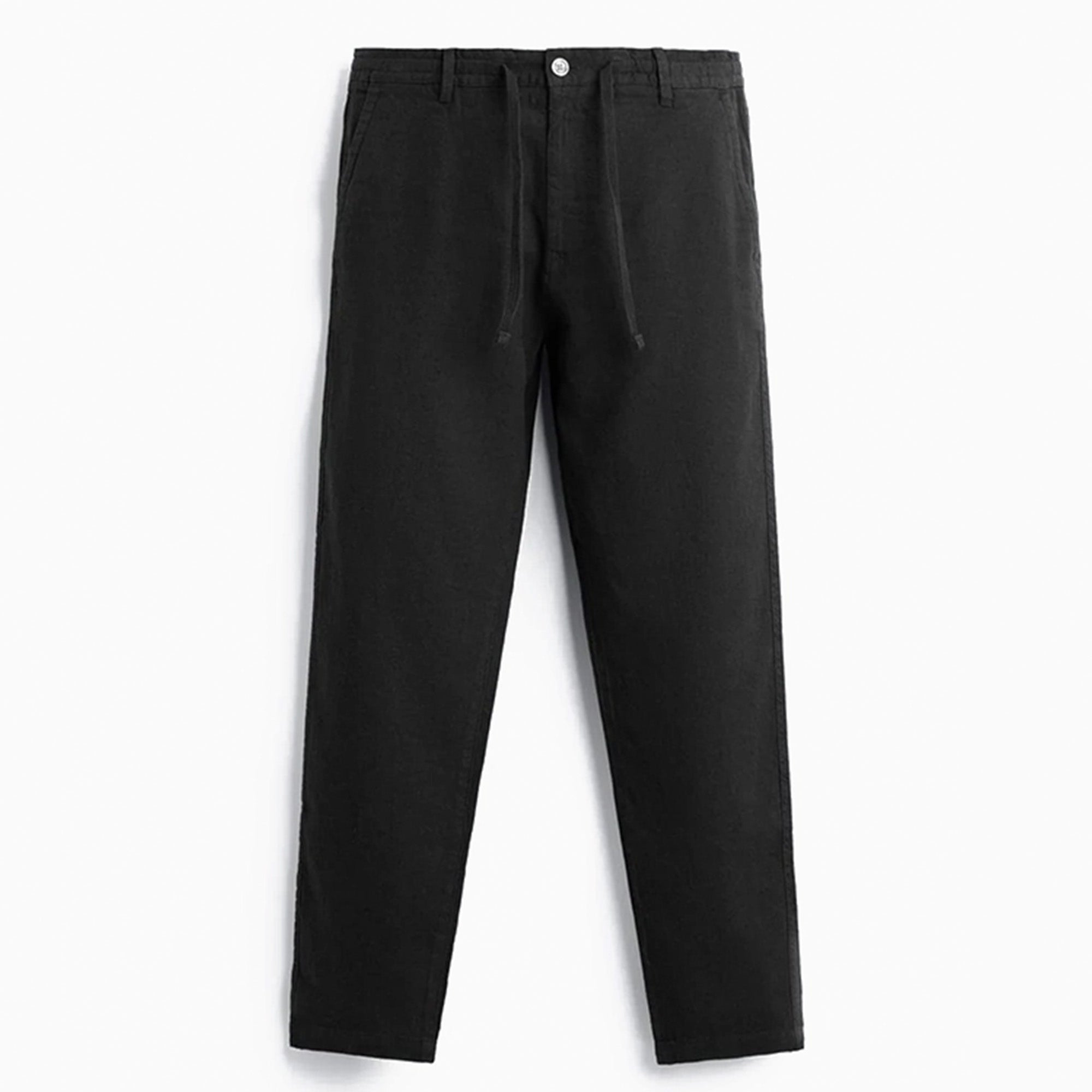 Zara Black Cotton Linen Trousers