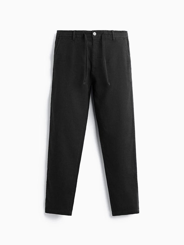 ZR Black Cotton Linen Trousers