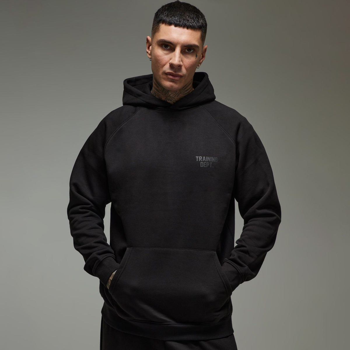 Bohoo Man Training Dept Boxy Embossed Hoodie