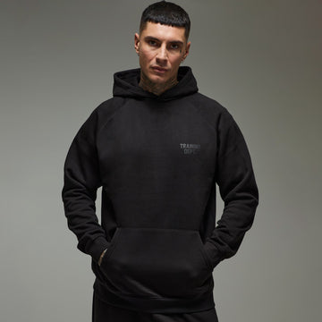 Bohoo Man Training Dept Boxy Embossed Hoodie
