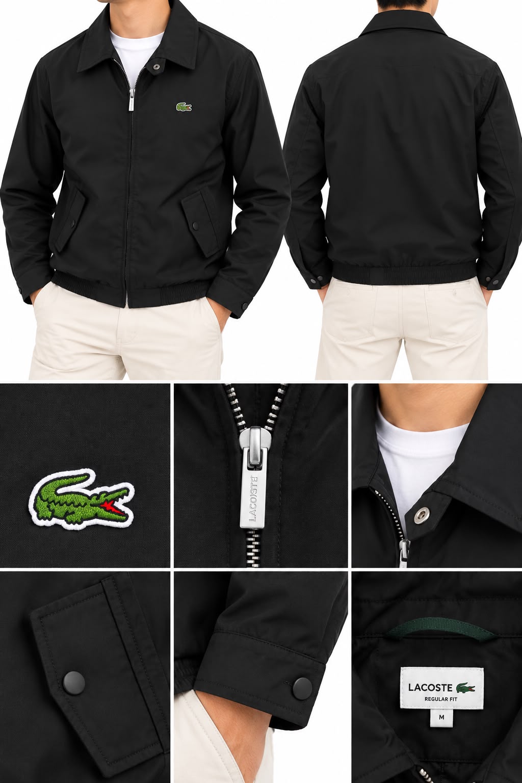 Lacoste Men`s zip-Up Harrington Jacket Black