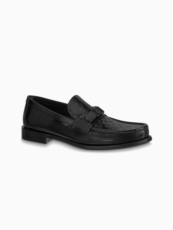 L.V Black Embossed Major Loafers
