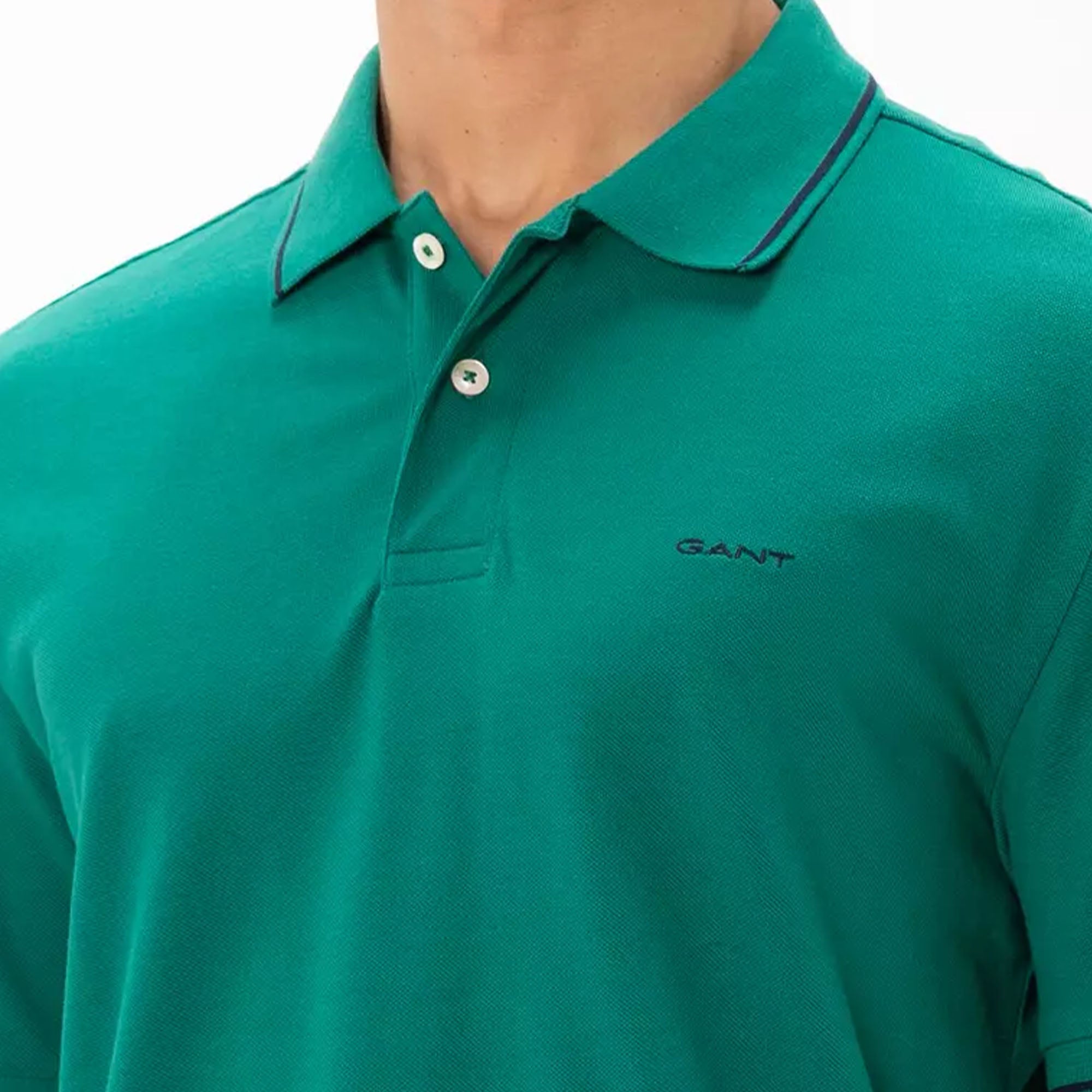 GANT Tipped Piqué Green Slim Fit Polo Shirt