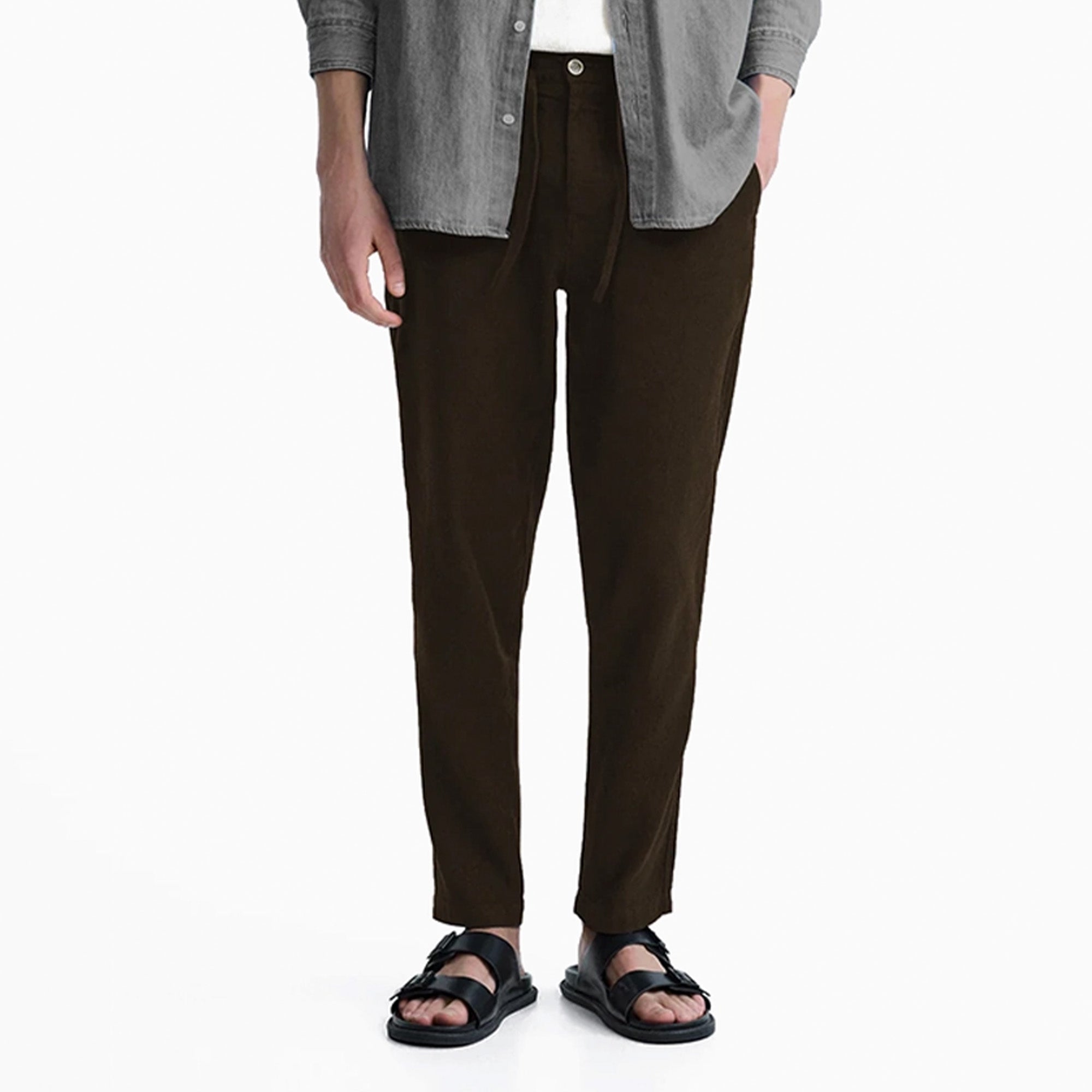 Zara 'Choclate Brown' - Cotton Linen Trousers