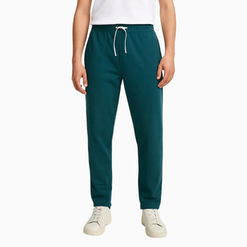 Zara Cotton 'Teal Green' Straight Fit Trouser