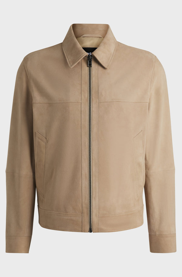 HB Regular-fit jacket in Light Beige Soft Suede