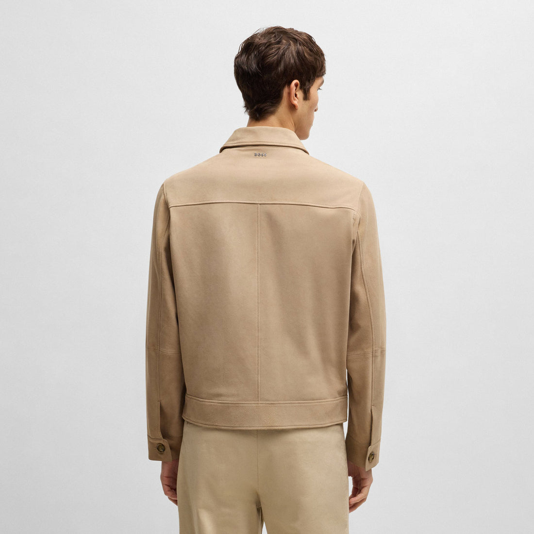 BOSS Regular-fit jacket in Light Beige Soft Suede