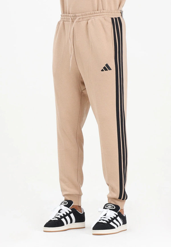 AD PERFORMANCE Essentials 3-Stripes Fleece Track Pants in Beige for Men
