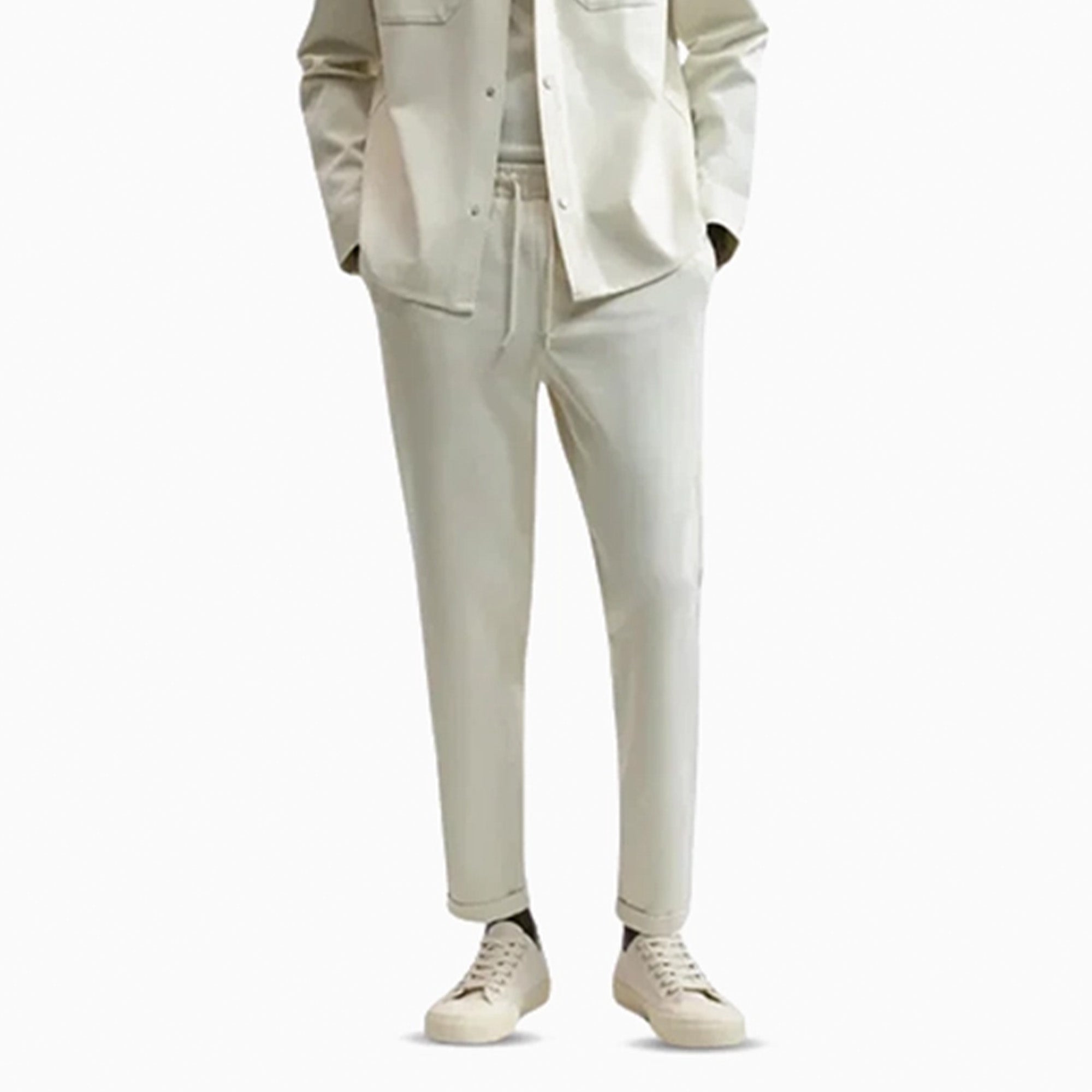 Zara Off White Jogger Waist Trousers