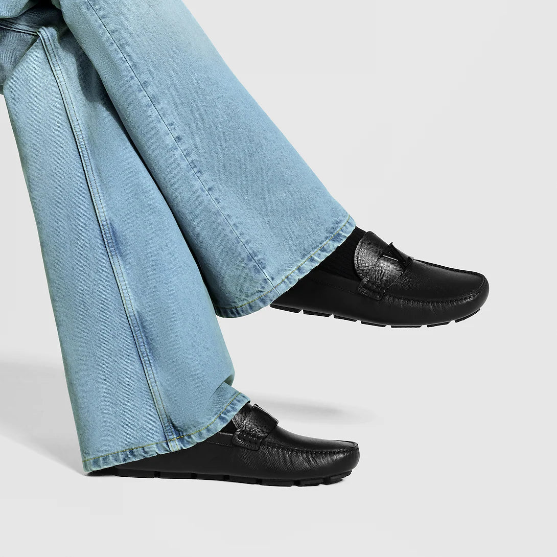 LOUIS VUITTON Silver stone Moccasin Plane Black 1:1