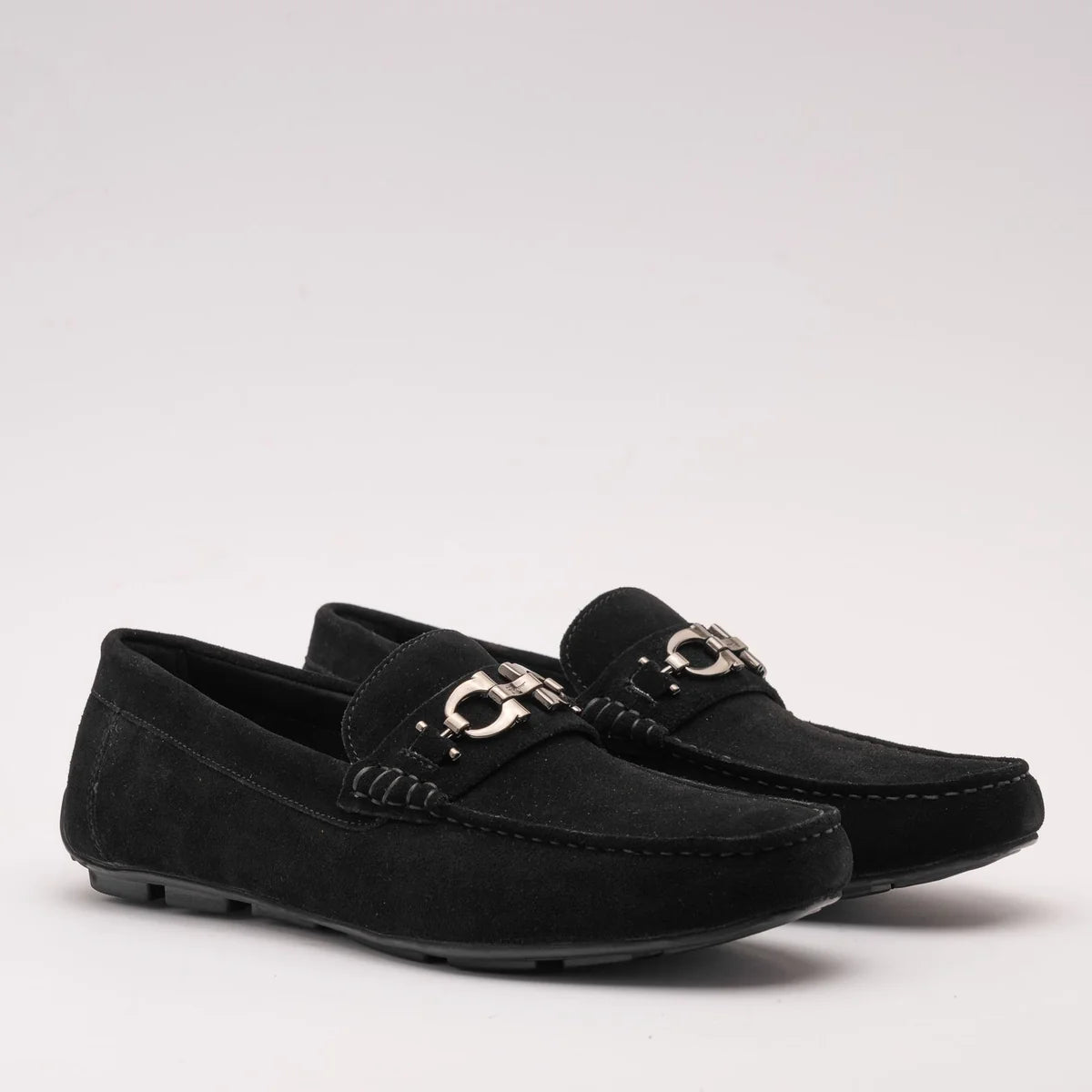 Feragamo Sude Loafer for Men-Black 1:1