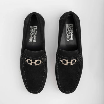 Feragamo Sude Loafer for Men-Black 1:1