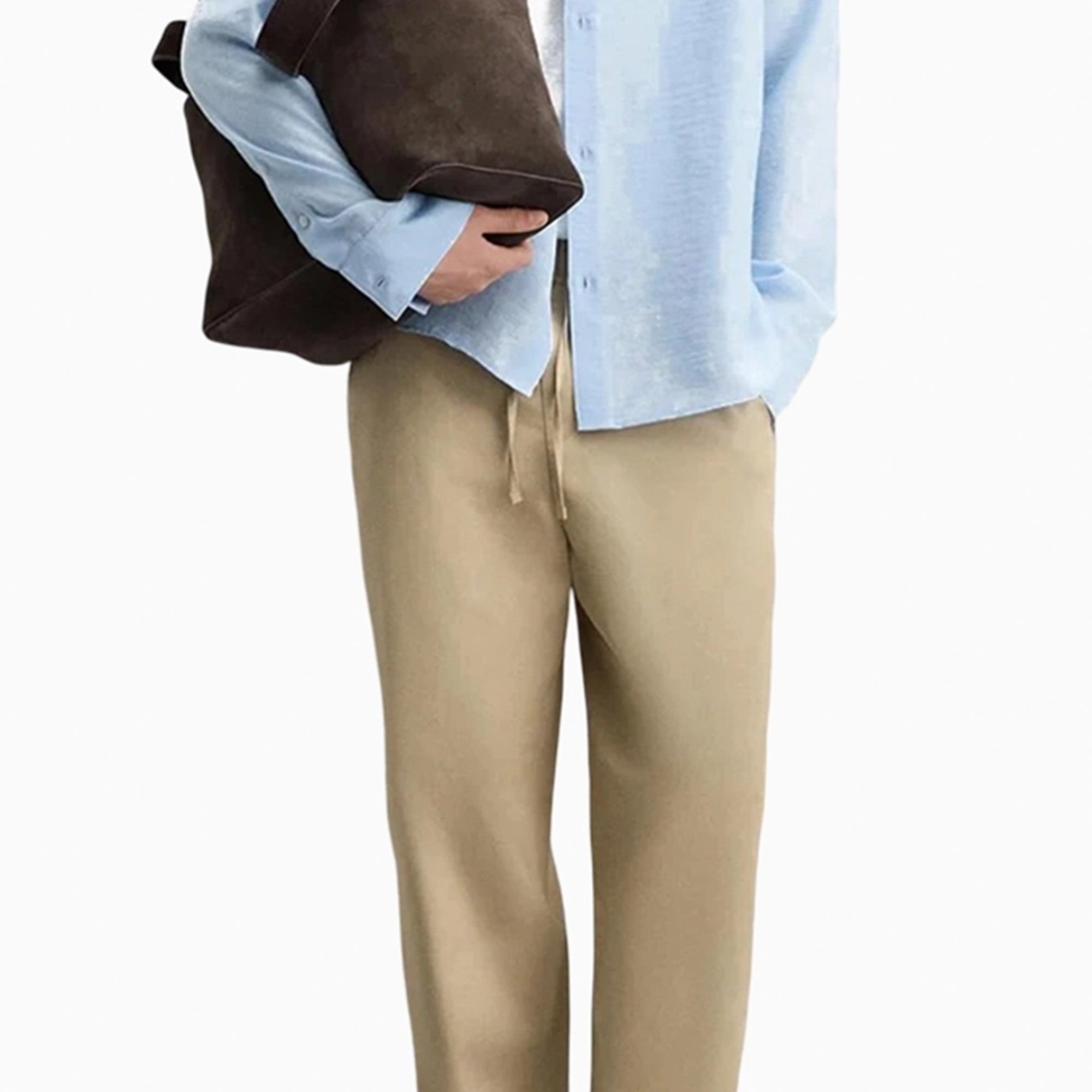 Zara Beige Cotton Linen Trousers