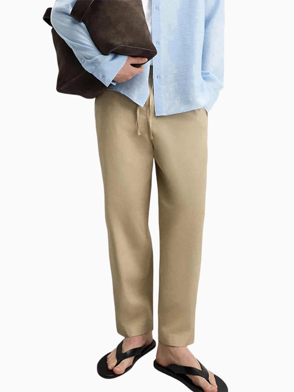 ZR Beige Cotton Linen Trousers