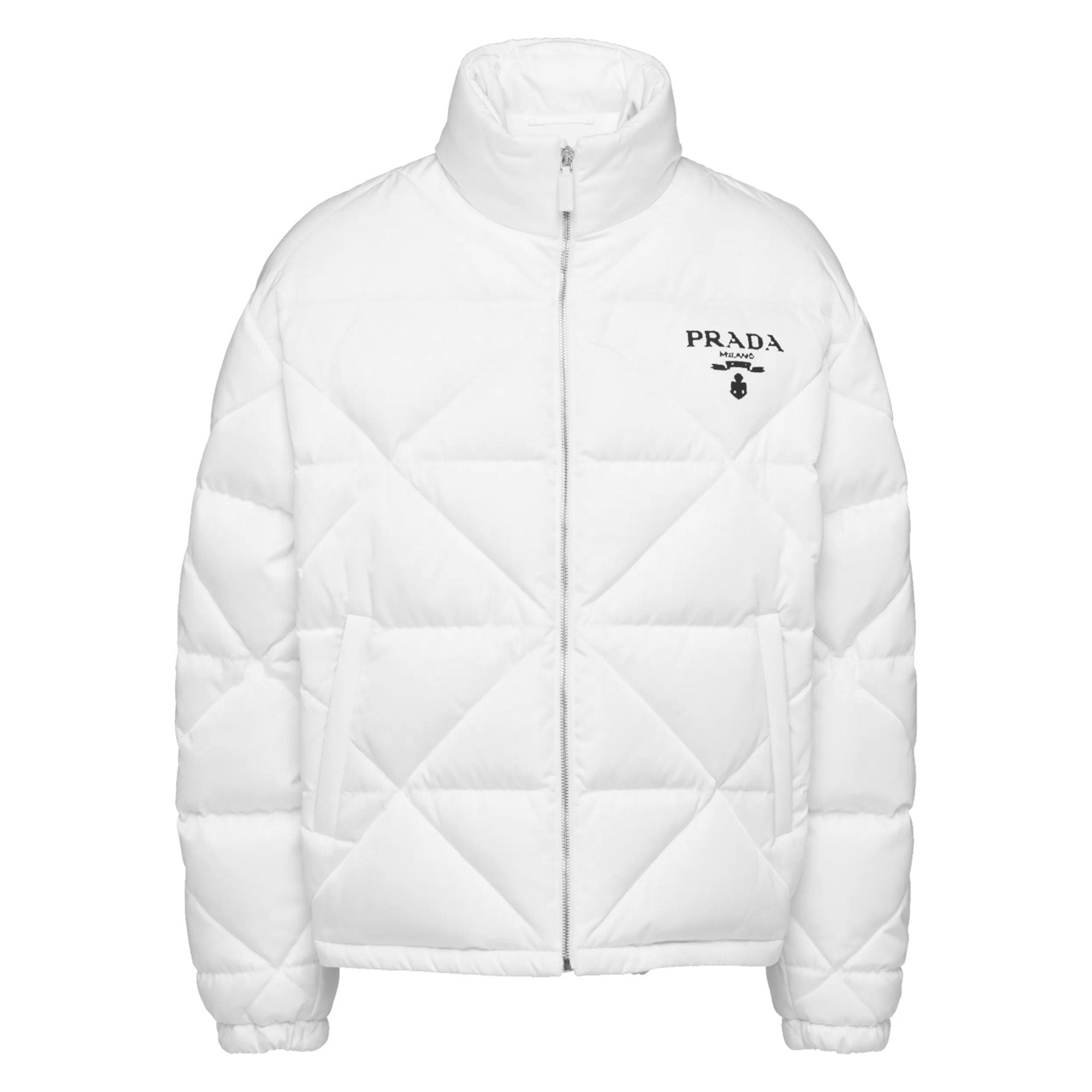 Prada White Nylon Triangle Quilted Jacket INC STYLE