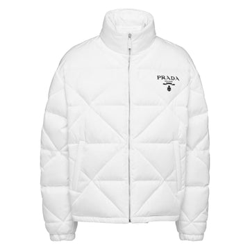 Prada White Nylon Triangle Quilted Jacket INC STYLE