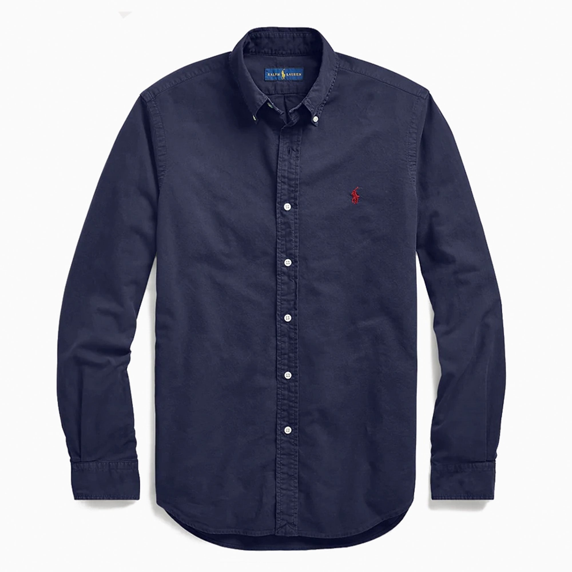 Ralph Lauren Slim Fit Knit Garment-Dyed Oxford Navy Shirt