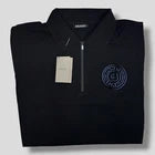 Balmain Embroidered Signature Zipped Polo Black/Blue Logo