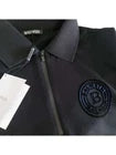 Balmain Embroidered Signature Zipped Polo Black/Blue Logo