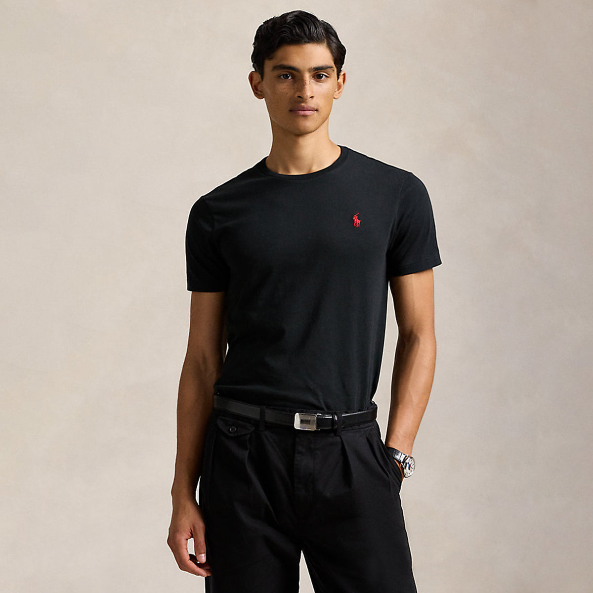 Ralph Lauren Custom Slim Fit Jersey Crewneck T-Shirt Black