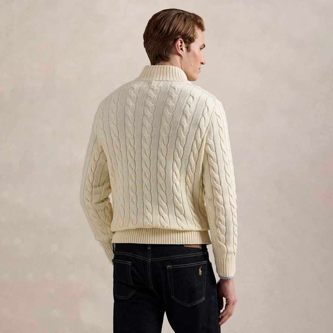 Cable-Knit Cotton Quarter-Zip Jumper Sweater White