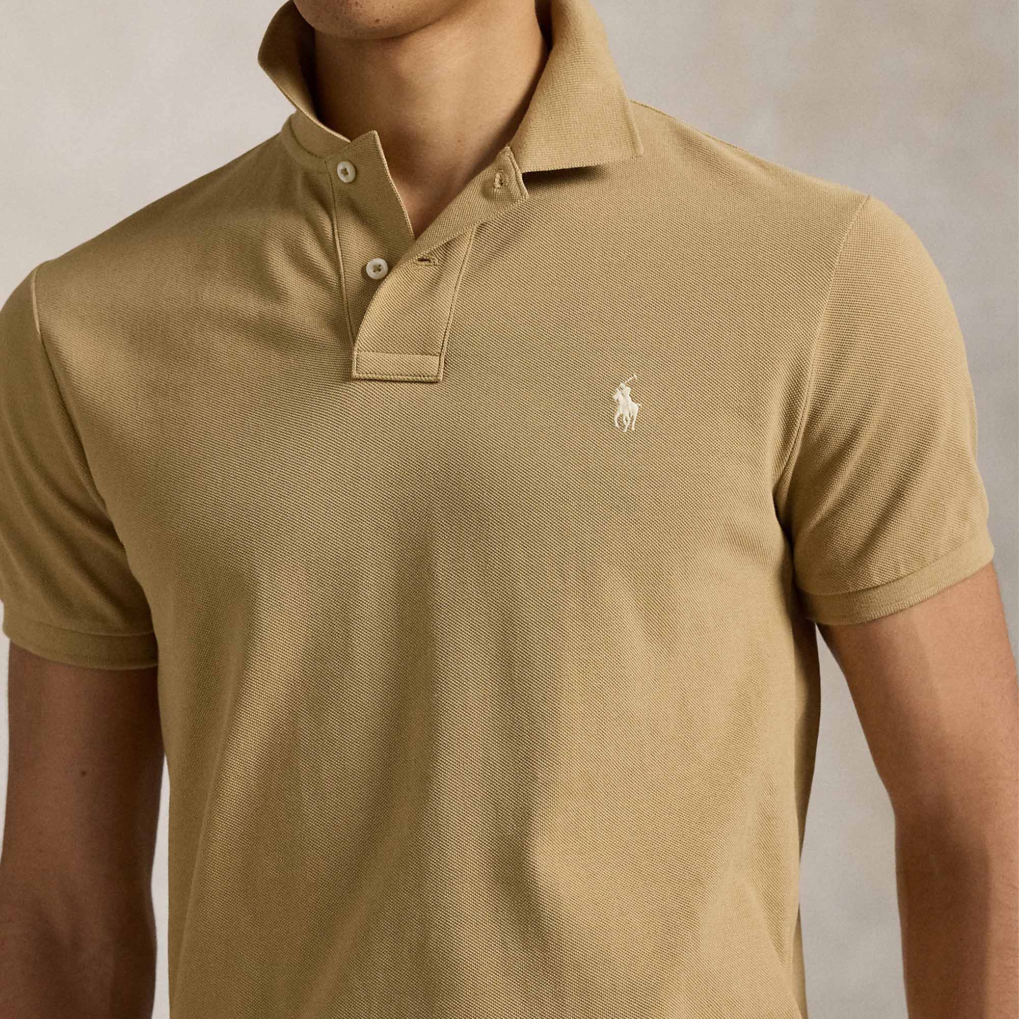 The Iconic Mesh Beige Polo Shirt
