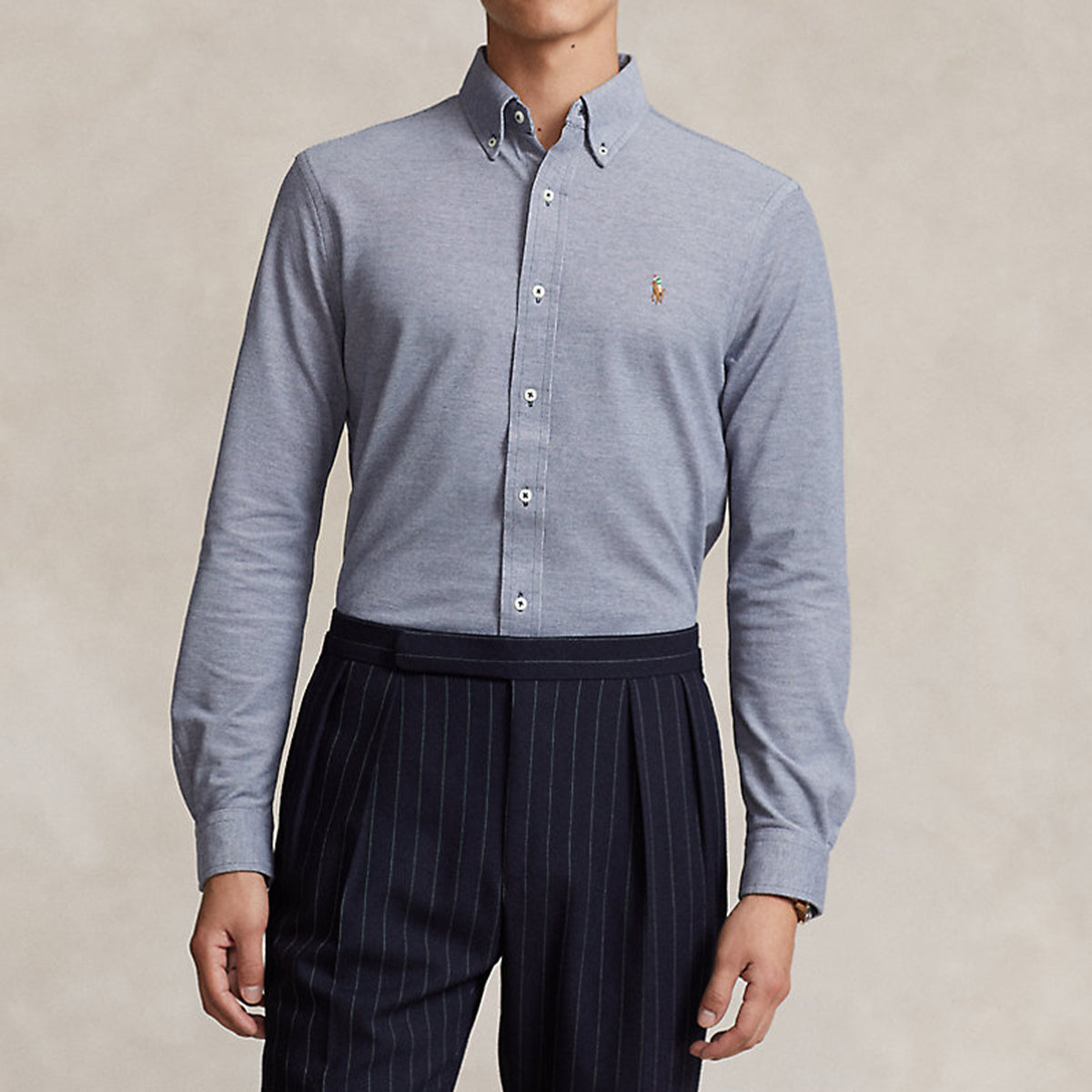 Ralph Lauren Knit Oxford Multi Logo Shirt ( Grey )