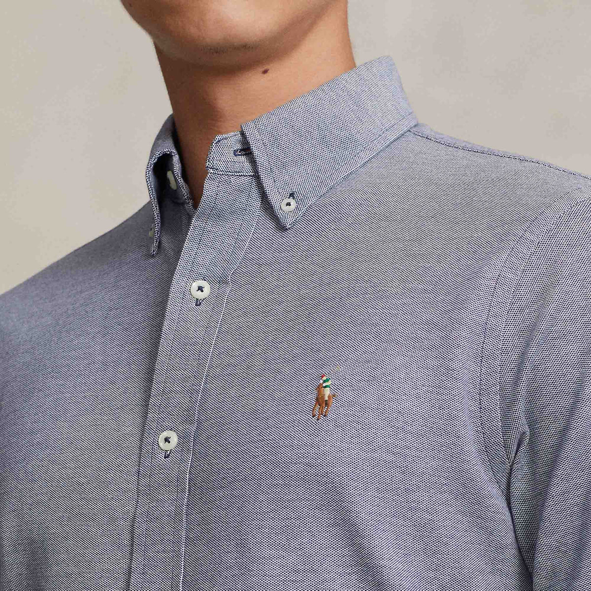 Ralph Lauren Knit Oxford Multi Logo Shirt ( Grey )