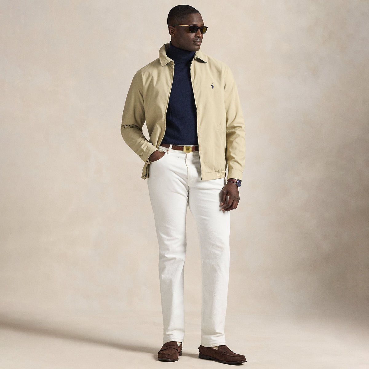 Ralph Lauren Men's Bi-Swing Jacket Beige Navy Logo