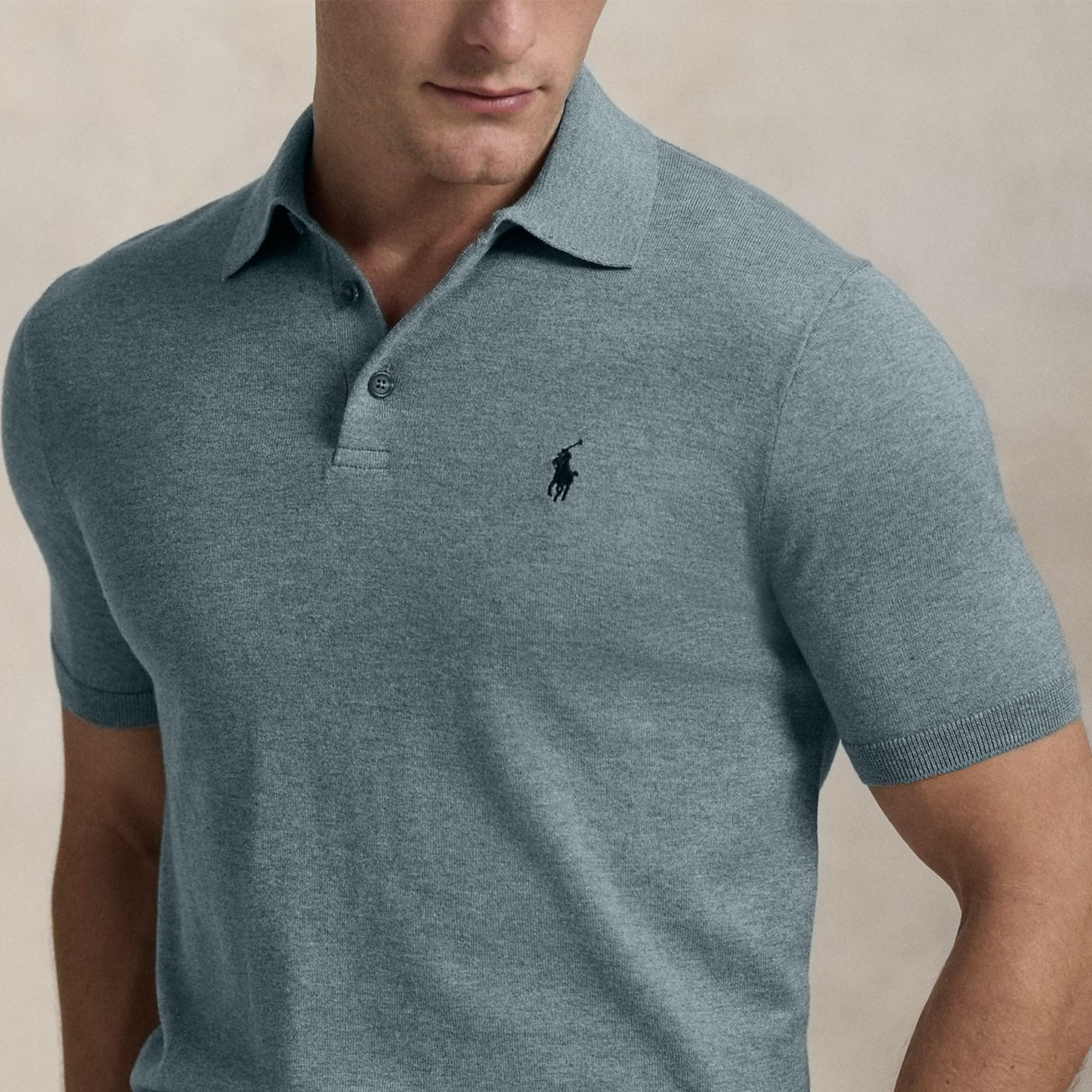 Polo Ralph Lauren Cotton Knit Polo – Melange Zinc Grey