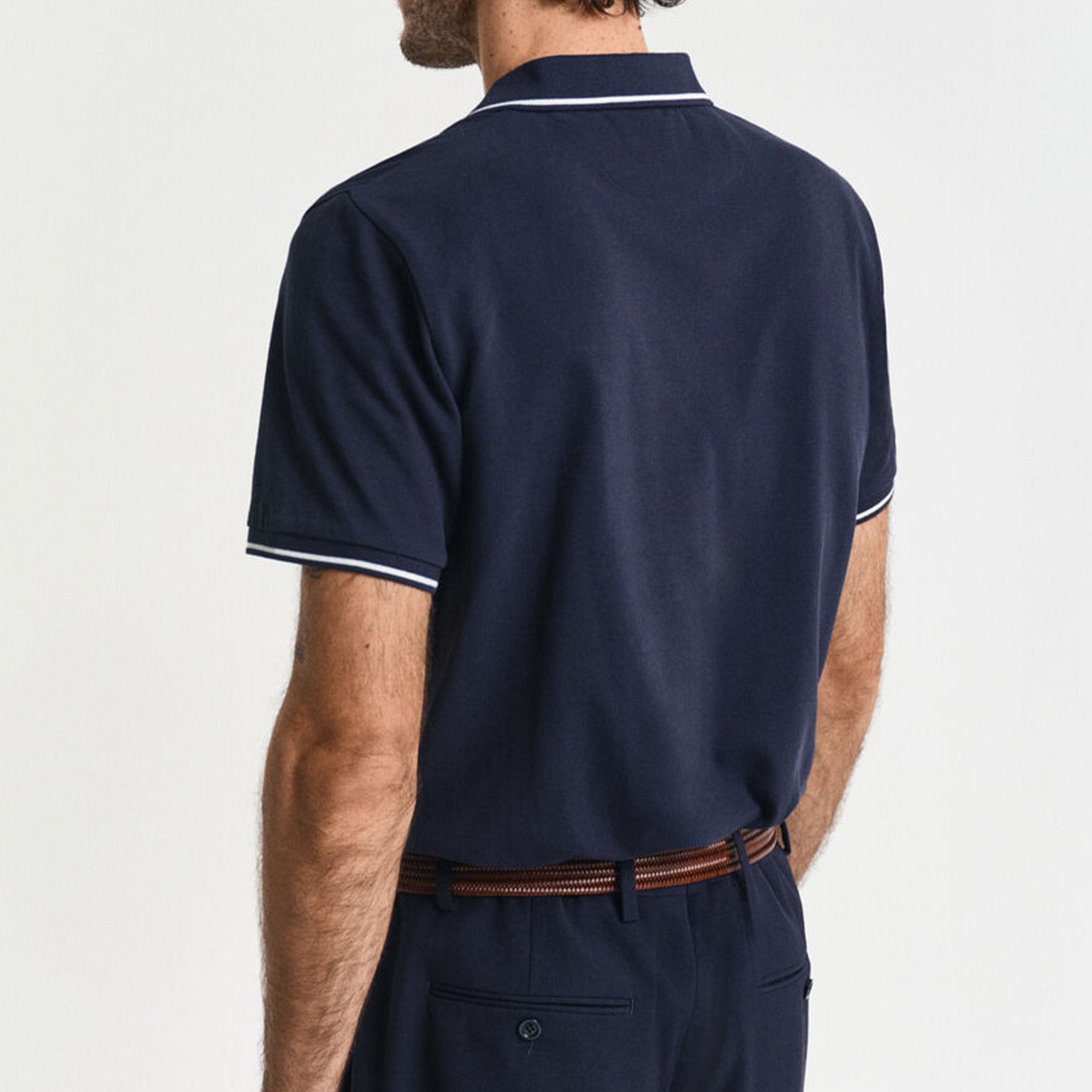 GANT Tipped Piqué Navy Slim Fit Polo Shirt