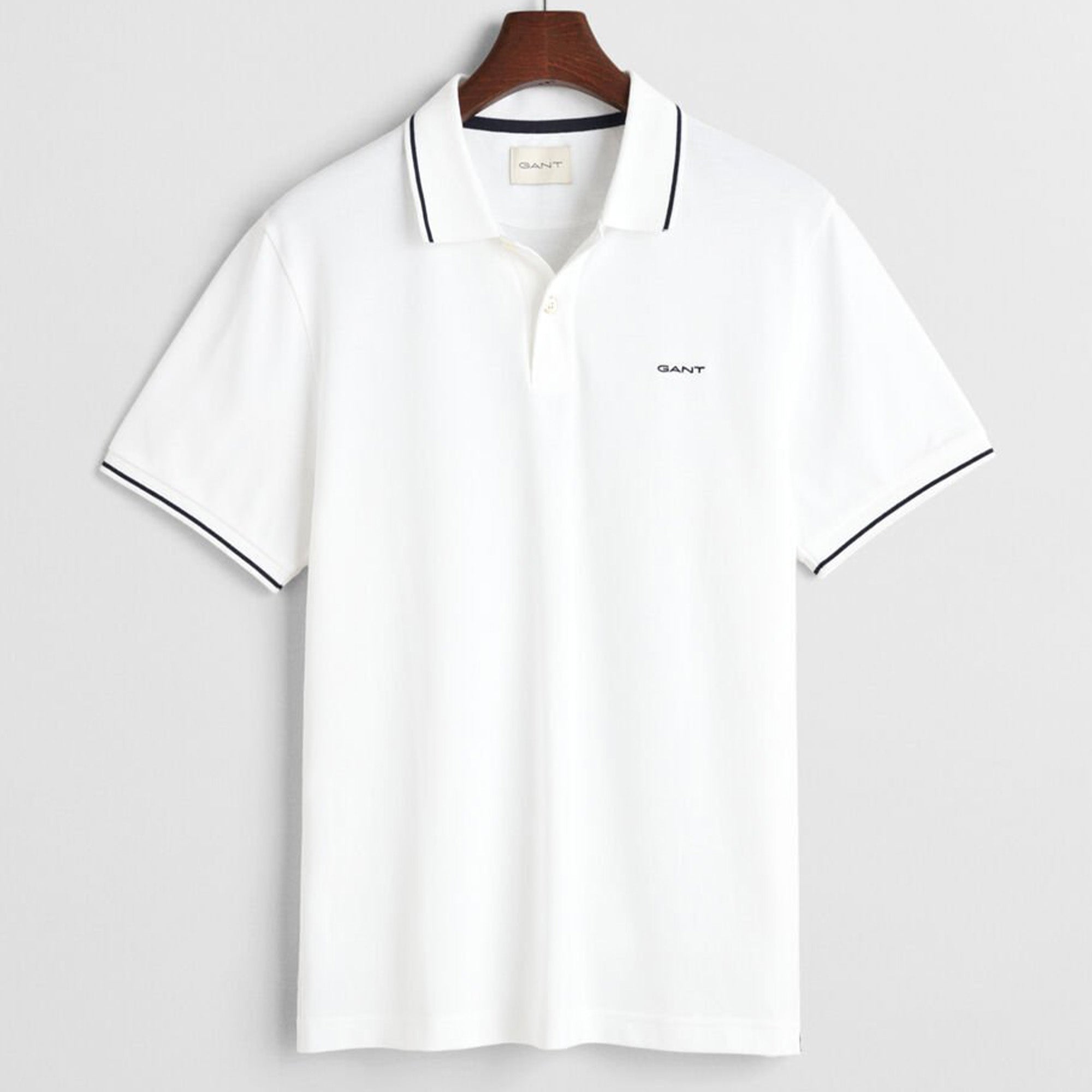 GANT Tipped Piqué Polo Slim Fit White Shirt