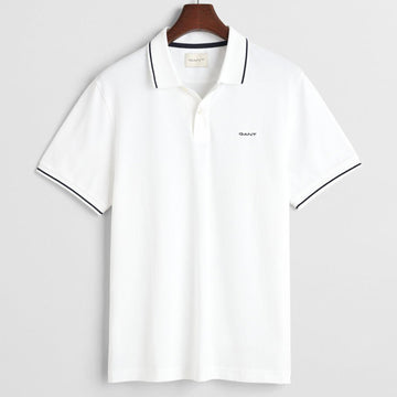 GANT Tipped Piqué Polo Slim Fit White Shirt