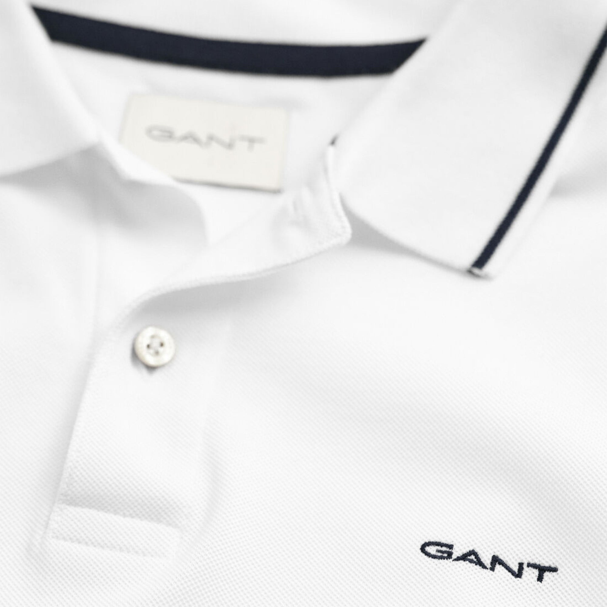 GANT Tipped Piqué Polo Slim Fit White Shirt