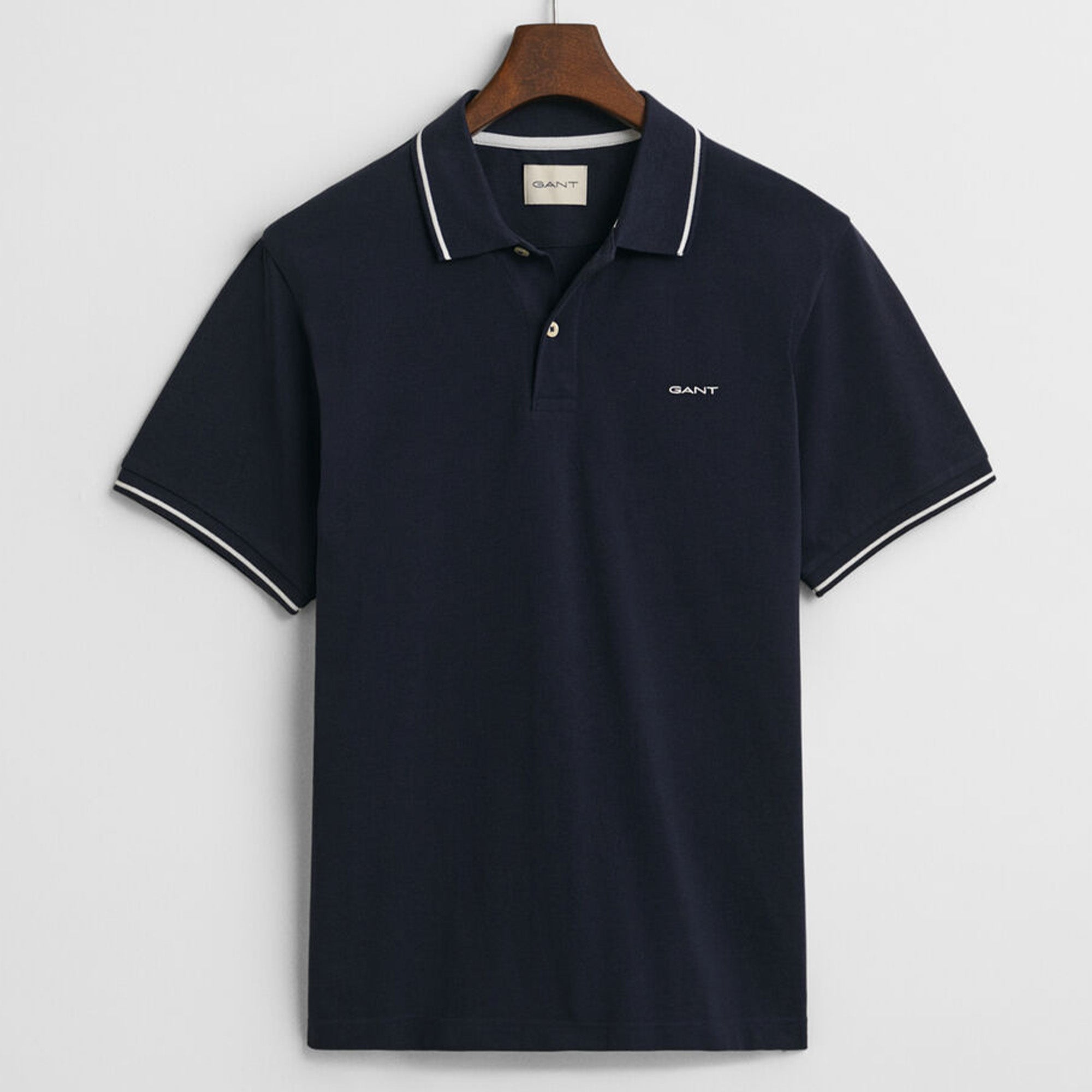 GANT Tipped Piqué Navy Slim Fit Polo Shirt