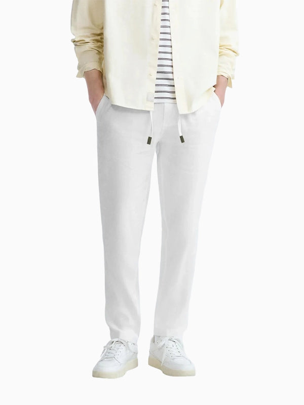 ZR White Cotton Linen Trousers